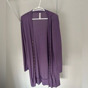 Zenana Outfitters Purple Button-Down Cardigan